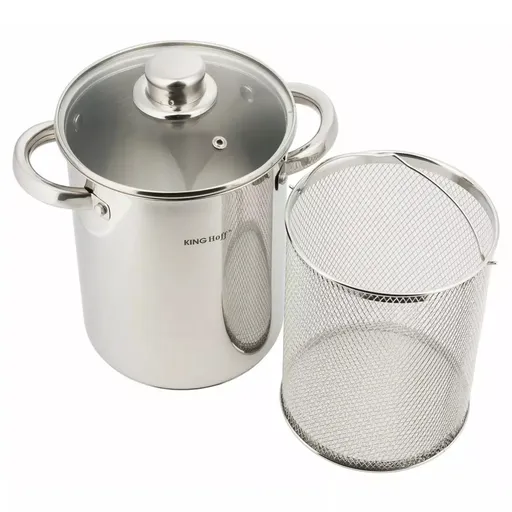 Oala pentru sparanghel/paste Kinghoff KH 3325, 16 cm, 4.2 L, Cos, Inductie, Inox