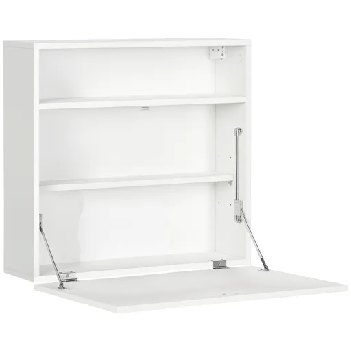 HOMCOM Birou suspendat birou de perete cu tavă pliabilă și 3 compartimente - 64 x 20 x 60 cm - alb | Aosom Romania
