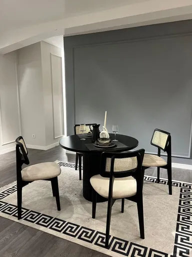 Set masă și scaune (5 bucăți), Hanah Home, Bell, Alb/Negru