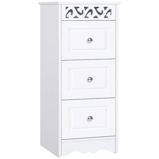 HOMCOM Comodă Baie Elegantă Lemn cu 3 Sertare Design Compact 29.8x29.8x68.5cm Alb | Aosom Romania