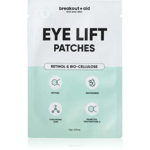 breakout + aid Eye Lift Patches plasture antirid pentru zona de sub ochi cu retinol 1 buc