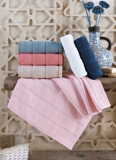 Set prosoape, L'essentiel Maison, Marina, Roz / Albastru închis / Albastru / Alb / Bej
