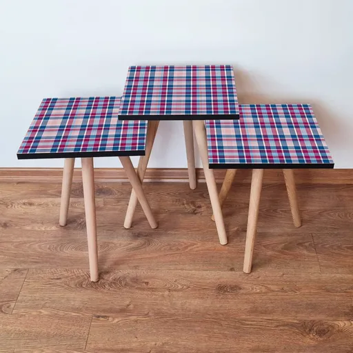 Set masute 3 piese, Hanah Home, 3Shp368, Fuchsia / Albastru / Roz