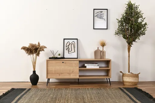 Comoda TV, Hanah Home, Calvin, 55x140x41 cm, Stejar