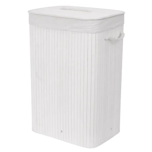 Compactor Coș pentru rufe murdare Bamboo dreptunghiular, alb, alb