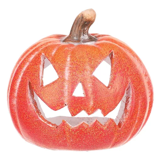 Suport lumânare dovleac cu față, mic, portocaliu,ceramică, diam. 10 cm, diam. 10 cm