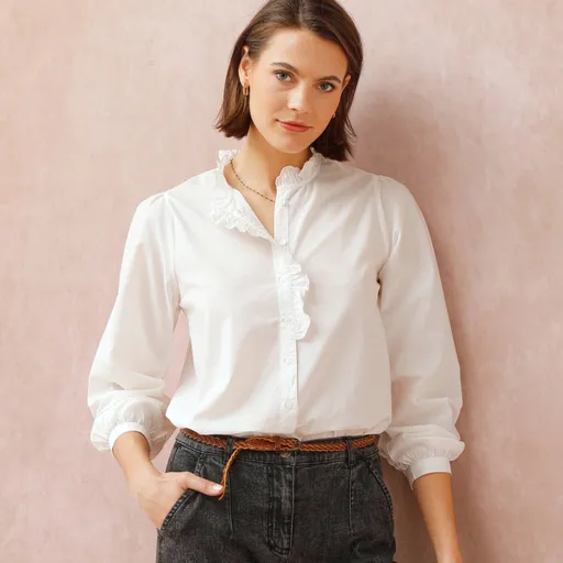 Bluză uni cu volane