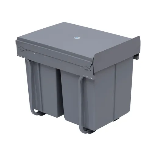 HOMCOM Cos de Gunoi Ecologic cu 3 Containere Separate Capacitate Total 40L, Gri 48x34.2x41.8cm | Aosom Romania