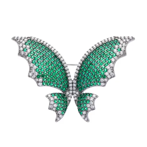 Oliver Weber Broșă strălucitoare cu cristale verzi Fluture Chara 58055