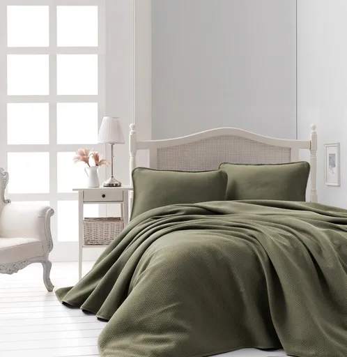 Set cuvertura pique dubla, L'essentiel Maison, Liv, Kaki