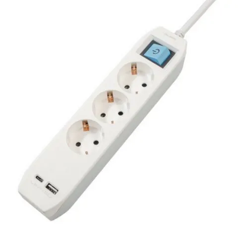 Prelungitor SPACER Schuko x3 16A 4.5m WH PP-3-45-TC-USB