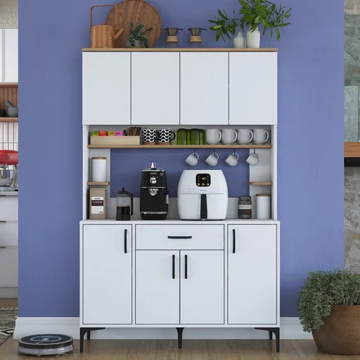 Dulap multifunctional, Hanah Home, JE177, 120x184.2x40 cm, Nuc/Alb