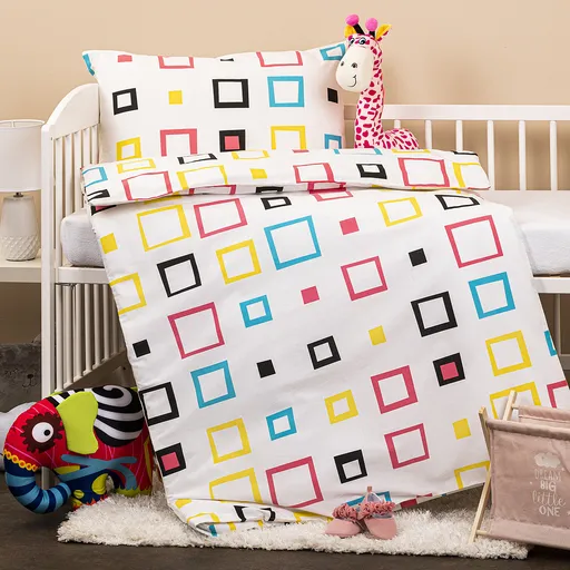 Lenjerie de pat din bumbac pentru pătuț Pătrat, 90 x 140 cm, 45 x 65 cm