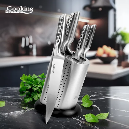 Set 5 cutite si suport Skyline, Cooking by Heinner, inox, argintiu