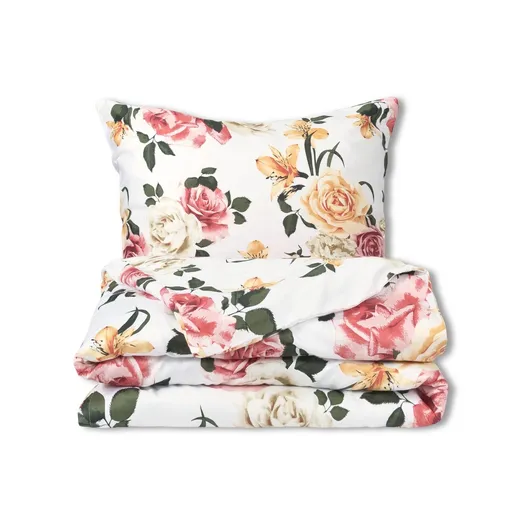 Lenjerie de pat Matex Satin Trandafiri cu crini , 140 x 200 cm, 70 x 90 cm