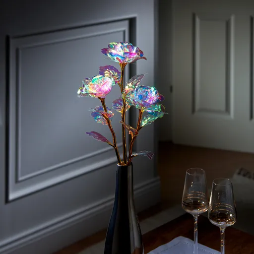 Set de 3 trandafiri decorativi auto-luminoși