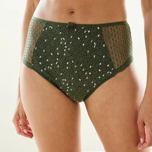 Set de 4 chiloți maxi din dantelă, culoare uni și imprimeu cu pete Tropea