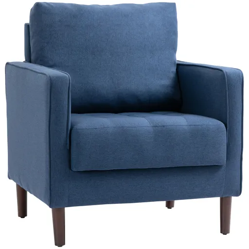 HOMCOM Scaun Modern Tapitat, Fotoliu din Lemn Natural cu Picioare din Lemn de Cauciuc, Căptușeală Groasă din Burete, Dimensiuni 76x70x87cm | Aosom Rom