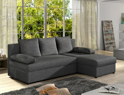 Coltar extensibil reversibil 3 locuri, ELTAP, Gino, 201x143x90 cm, lemn/poliester, gri inchis