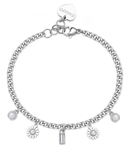 S'Agapõ Brățară decentă din oțel cu pandantive Message SSG31