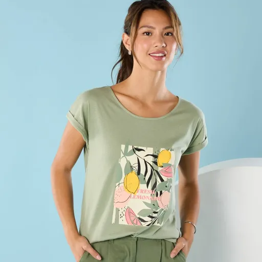 Tricou cu mâneci scurte și imprimeu, pentru o siluetă mai mică