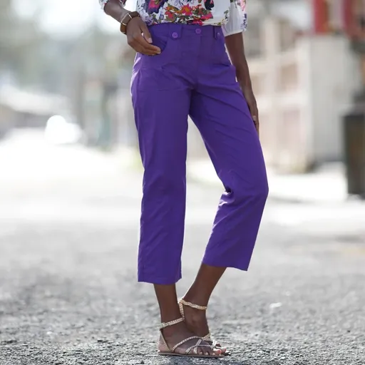 Pantaloni drepți extensibili 7/8