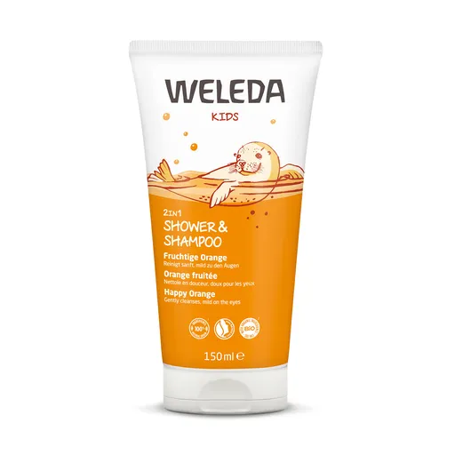 Weleda Cremă de duș și șampon 2 în 1 150 ml de portocale vesele