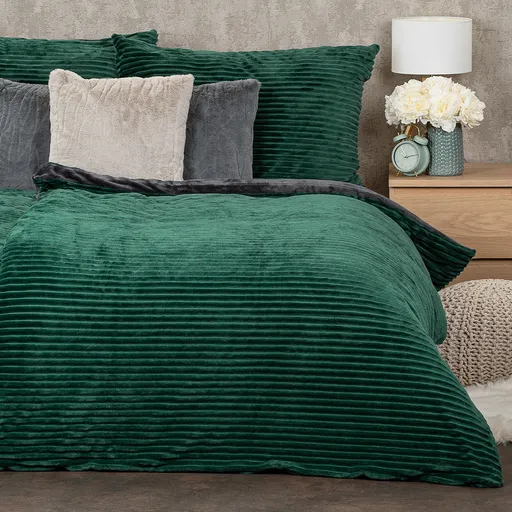 Lenjerie de pat din microflanel 4Home Stripe verde, 140 x 200 cm, 70 x 90 cm, verde