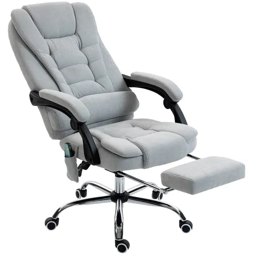 Vinsetto Fotoliu de birou cu masaj și încălzire, scaun de birou, înălțime reglabilă, spătar înclinabil, 65x70x111-119cm, gri | Aosom Romania