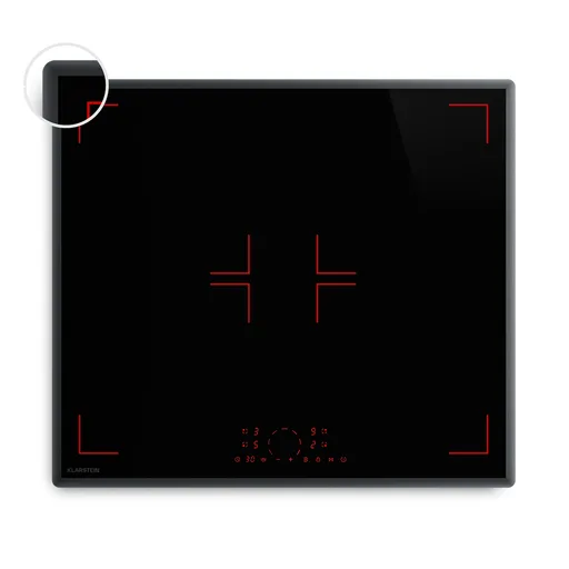 Klarstein RedFlame plită cu inducție | Modernă, elegantă și performantă | 4 zone de gătit | 7000 W | 60 cm