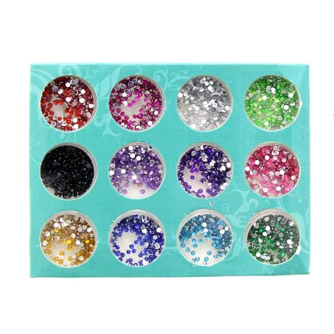 Decor Unghii, Cristale Cerc, Set 12 Culori