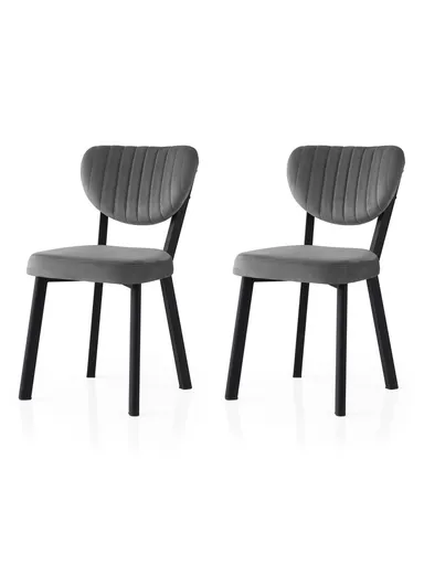 Set scaune 2 piese, Hanah Home, Beta, Negru / Antracit