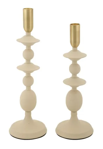 Mauro Ferretti Set Suport Lumanare Gemini Crem 2 Bucăți Cm Ø10X29-10X31 | Aosom Romania