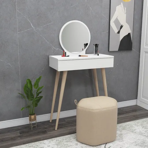 Masa de machiaj, Hanah Home, Siena, 129.2x72x35 cm, Alb