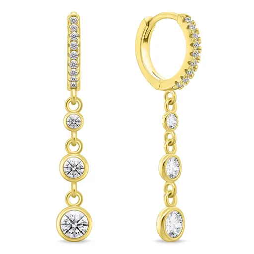 Brilio Silver Cercei strălucitori placați cu aur cu pietre de zircon EA869Y