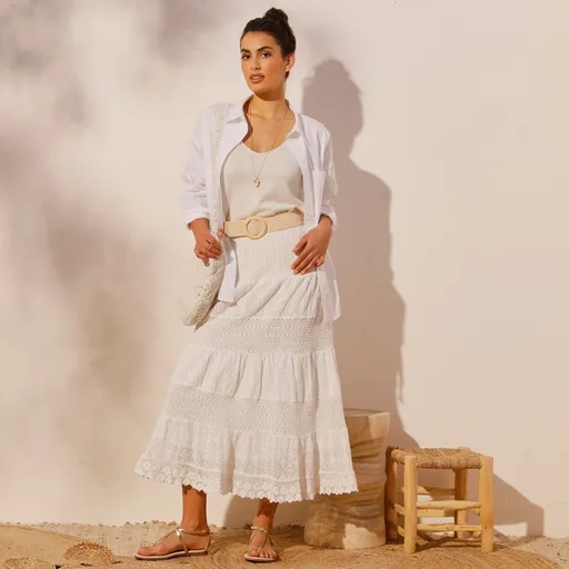 Fustă lungă cu dantelă