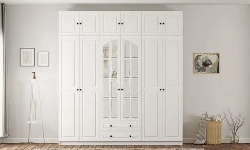 Dulap pentru haine, Hanah Home, Rb-185-15, 210x210x52 cm, Alb mat