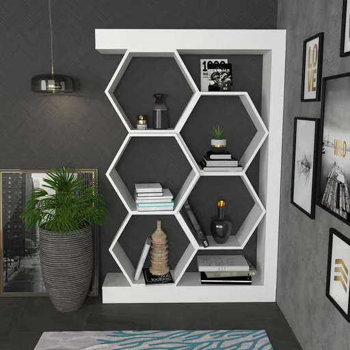 Corp biblioteca, Hanah Home, Artemis, 90x24.6x140 cm, Alb