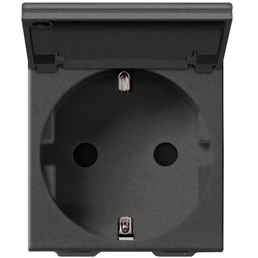 Priza schuko SICURY 2 module Vimar Neve Up 09208.C.CM, cu capac de protectie, 2P+E 16A carbon matt