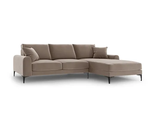 Coltar dreapta, Madara, Mazzini Sofas, 5 locuri, black legs, 254x182x90 cm, catifea, cappuccino