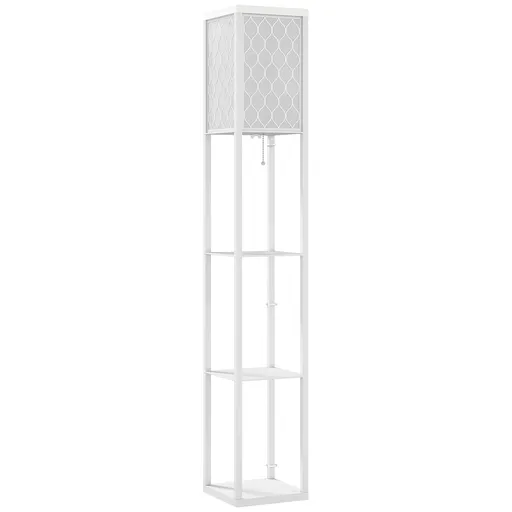 Homcom Lampa Pom 160 cm – Negru cu Rafturi pe 3 Niveluri | Aosom Romania