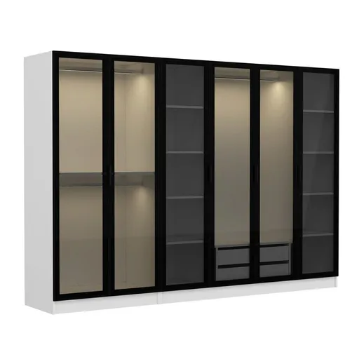 Dulap pentru haine, Hanah Home, Kale, 270x190x52 cm, Alb/Negru