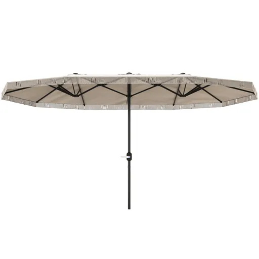 Outsunny Umbrelă de Grădină cu Două Fețe și Mâner cu Manivelă Ușor de Utilizat, 450x265x260 cm, Alb Crem | Aosom Romania