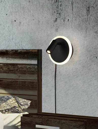 Aplica de perete Jordan, TRIO, 12x15x15 cm, 5W/2W, 2x SMD, metal, negru mat