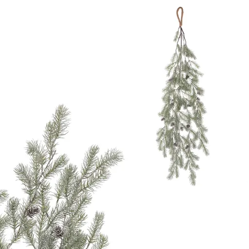 Ramură artificială suspendată cu conuri, 100 cm, efect înghețat