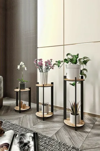 Suport pentru flori Flower Desk Round - Oak, crem deschis