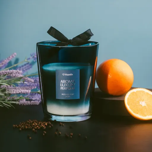 Lumanare parfumata Ember, Homla, 700 gr, ceara, albastru