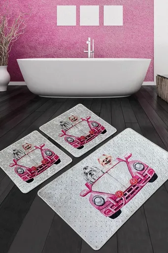 Set covorase de baie, L'essentiel Maison, Dogs Vosvos Djt, Poliester, Multicolor