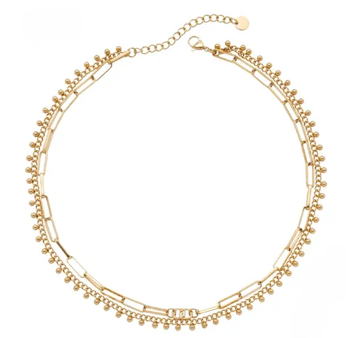 Liu Jo Colier dublu modern din oțel placat cu aur LJ3003