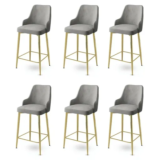 Set de scaune de bar Enox Grey and Gold, 6 buc., gri, 6 buc.